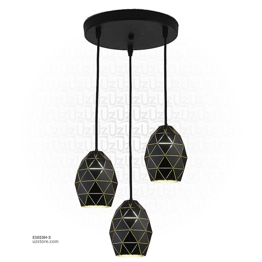 [E1053H-3] TRIBLE HANGING LIGHT 6511/3 GOLDEN BLACK