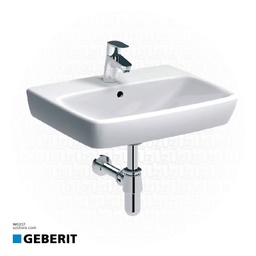 [WG117] Geberit Abalona square wash basin 60cm + half pedestal white GB-500.300.01.1+GB-500.328.01.1