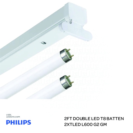 [L12DL] PHILIPS 2Ft Double LED T8 Batten TMS012C DE 2xTLED L600 G2 GM 911401888082