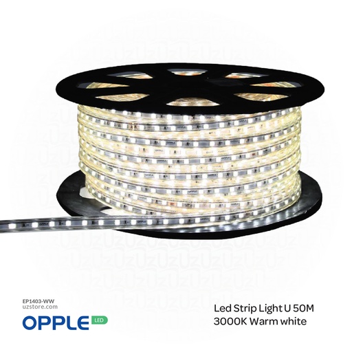 [EP1403-WW] OPPLE LED Strip Light U 50M 2835-10W-WF-830-12P , 3000K Warm White 504000013210