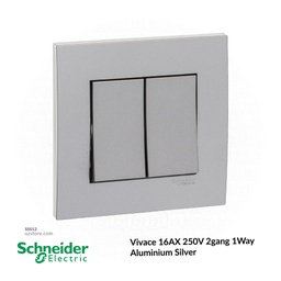 [SSS12] 2 gang switch 3*3 1way Schneider Alu. Sliver
