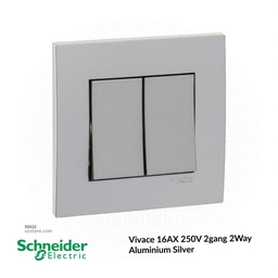 [SSS22] 2 gang switch 3*3 2way Schneider Alu. Sliver