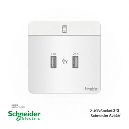 [SSA318] 2 USB Socket 3*3 Schneider Avatar