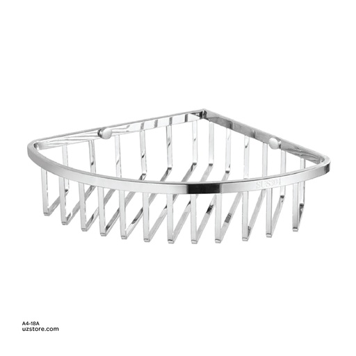 [A4-18A] Chromed Corner Basket 20.5x20.5x4cm Brass &  Stainless Steel