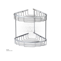 [A4-19] Chromed 2 Tiers corner basket 21x21x27cm Brass &  Stainless Steel