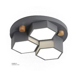 [E1200C-3] Three-hexagonal wooden ceiling lamp X9365-3