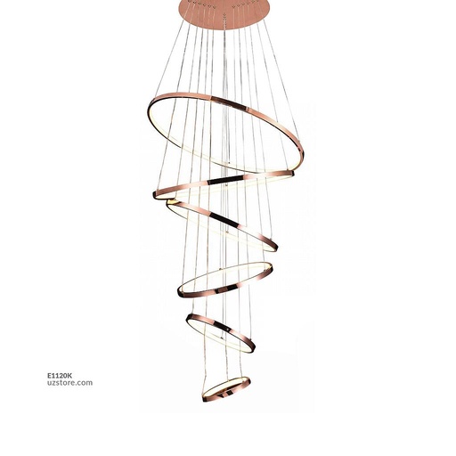 [E1120K] مصباح تعليق حلقات  ذهبي LED 860076D/6   150W