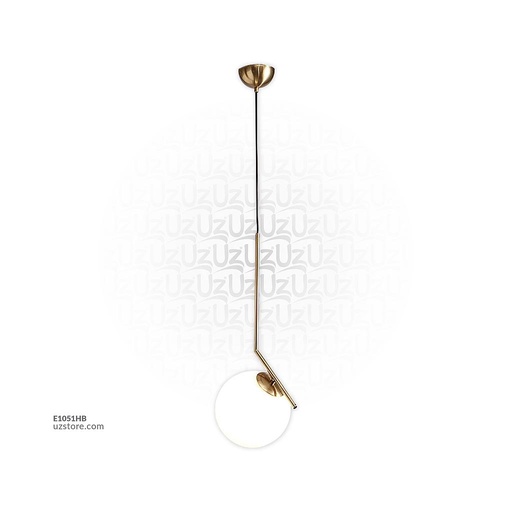 [E1051HBP] Hanging Light E27 MD4078-S Gold with a White Ball