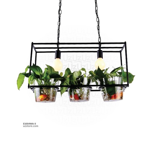 [E1054WA-3] Black Pendant Light with Glass Plant Pot , MD3027 L650*W200*H400