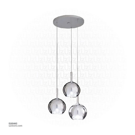 [E1054KS] Smoky grey Glass Hanging Light MD3227-130-3 D130