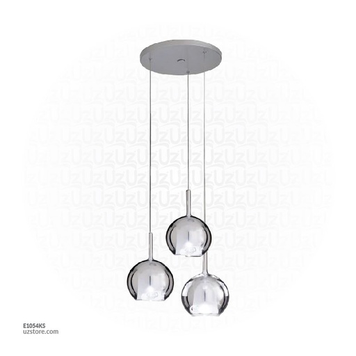 [E1054KS] Smoky grey Glass Pendant Light MD3227-130-3 D130