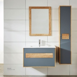 [WC161] Avellino WashBasin Cabinet  With Mirror and Side Cabinet 61.5*47*49 CM