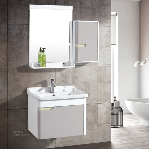 [WC175]  WashBasin Cabinet RF-4578 white+grey 60*47 With Small Side Cabinet