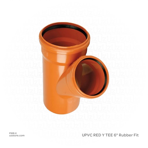 [P36R-6] UPVC RED SKEW Y TEE 6" Rubber Fit