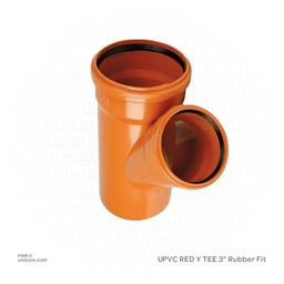[P36R-3] UPVC RED Y TEE 3" Rubber Fit