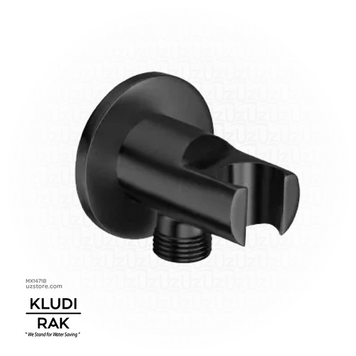 [MX1471BS] KLUDI RAK Black Wall Supply with Shower Holder Brass DN 15, Size 32 x 89 mm Black Glossy
 RAK22082.BK1