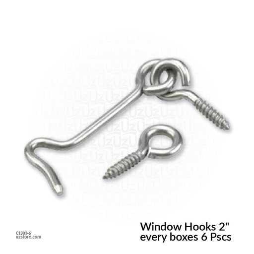[C1303-6] Window Hooks 2" every boxes 6 Pscs CT-2131