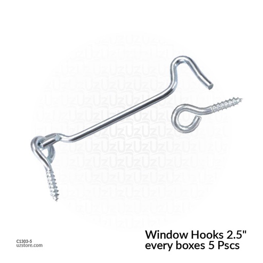 [C1303-5] Window Hooks 2.5" every boxes 5 Pscs CT-2132