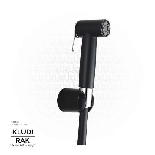 [MX1348] KLUDI RAK ABS Black Shattaf With Hose And Wall Holder RAK32008 