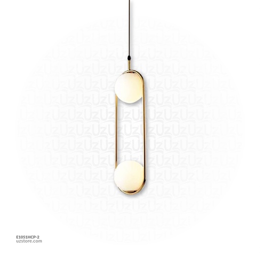 [E1051HCP-2] Pendant Light E27*2 MD4004 Gold with Double White Ball