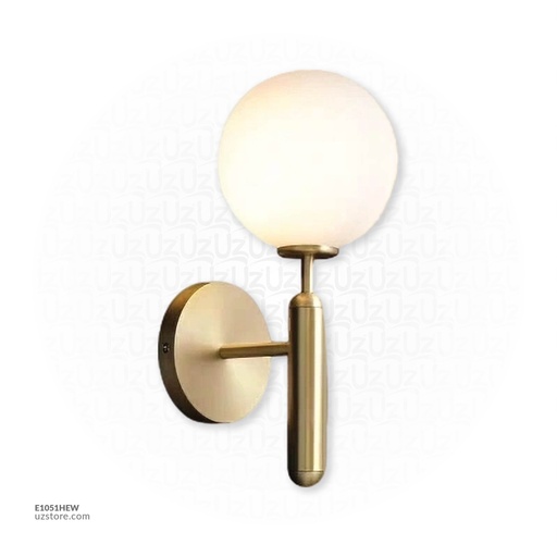 [E1051HEW] Wall Light E27 MB3210-150 Gold with a White Ball