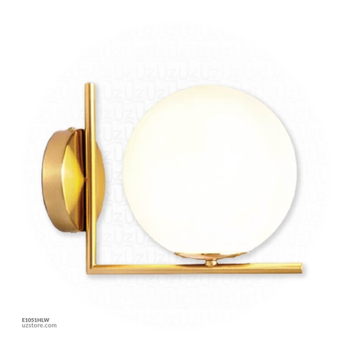 [E1051HLW] Wall Light E27 MB4078 Gold with a White Ball