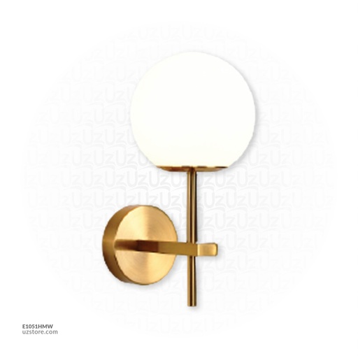 [E1051HMW] Wall Light E27 MB4004 Gold with a White Ball