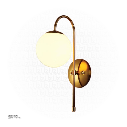 [E1051HCW] Wall Light E27 MB3167 Gold with a White Ball