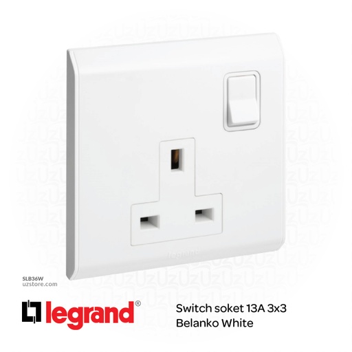 [SLB36W] Switch soket 13A 3*3 Legrand Belanko White