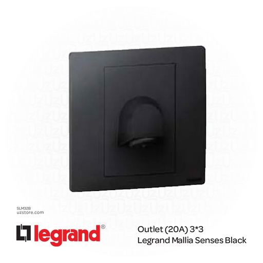 [SLM32B] Outlet (20A) 3*3 Legrand Mallia Black