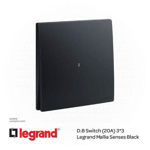 [SLM31B] D.B Switch (20A) 3*3 Legrand Mallia Black