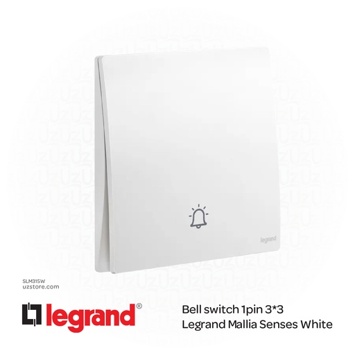 [SLM315W] Bell switch 1pin 3*3 Legrand Mallia White