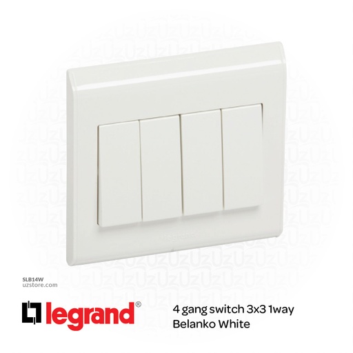 [SLB14W] 4 gang switch 3*3 1way Legrand Belanko White