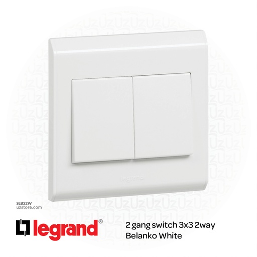 [SLB22W] 2 gang switch 3*3 2way Legrand Belanko White