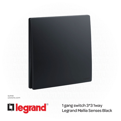 [SLM11B] 1 gang switch 3*3 1way Legrand Mallia Black