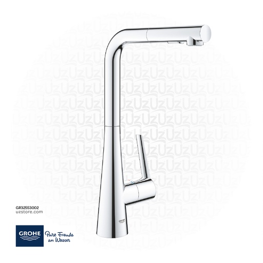 [GR32553002] جروهي Zedra خلاط مغسلة مطبخ بمقبض فردي L-spout Dual Spray 32553002