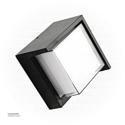 [E1301ZQDB] مصباح جدار خارجي  مربع LED أسود 10 واط  اضاءة بيضاء