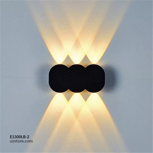 [E1300LB-2] مصباح جدار خارجي أسود اناره صفراء LED 6*1W