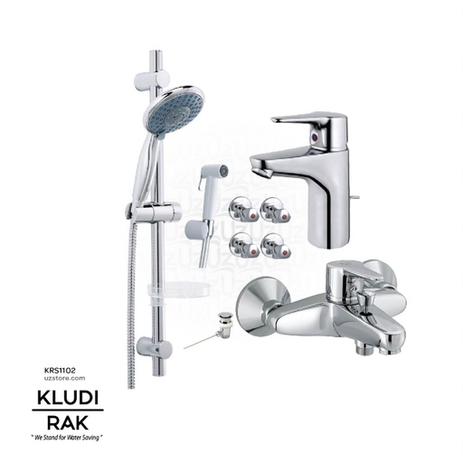 [KRS1102] KLUDI RAK Bundle 
( Basin Mixer + Shower Mixer + Shower Kit +Shattaf+4 Angle valves )