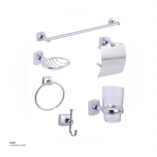 [A69H] Silver Bath Accessories6 PCS SET 8000-6