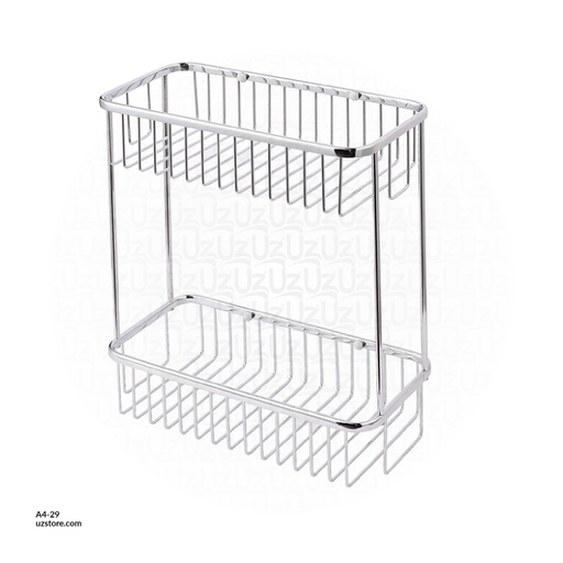 [A4-29] Double Tiers Basket 30.5x14.5x36cm Brass & stainless steel FM2230