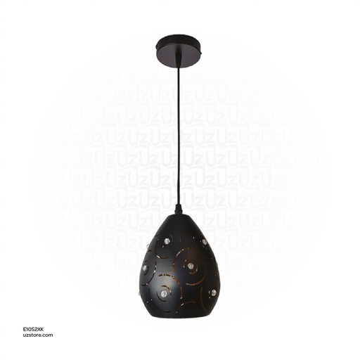 [E1052XK] Black Single Pendant Light E27 7923/1