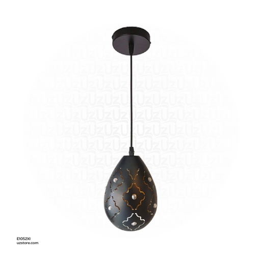 [E1052XL] Black Single Pendant Light E27 7956/1