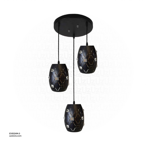[E1052XM-3] Black Triple Pendant Light E27 7947/3