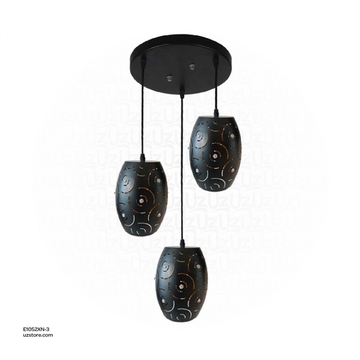 [E1052XN-3] Black Triple Pendant Light E27 7948/3