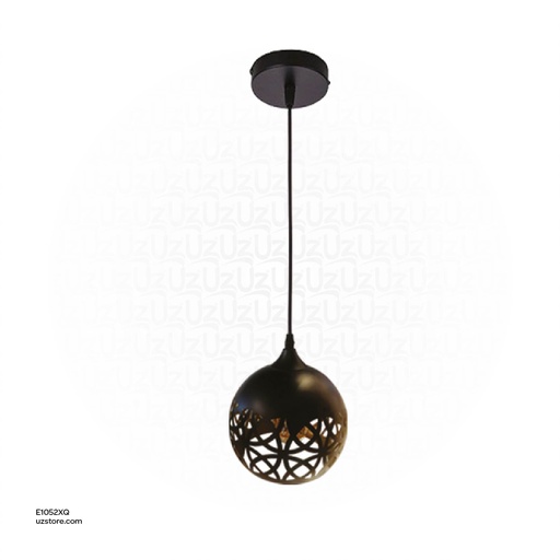[E1052XQ] Black Single Pendant Light E27 8077/1