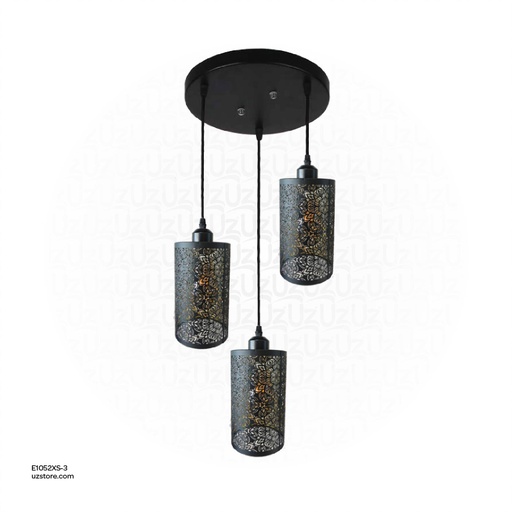 [E1052XS-3] Black Triple Pendant Light E27 7991/3