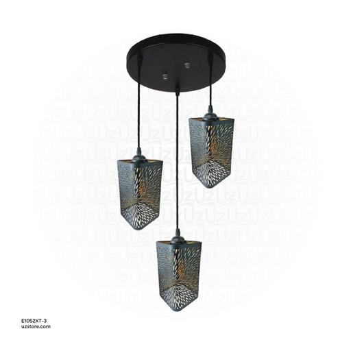 [E1052XT-3] Black Triple Pendant Light E27 8003/3