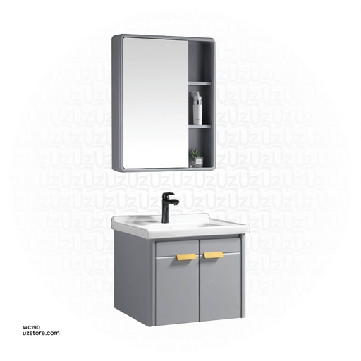 [WC190] مغسلة بخزانة رمادية خفيف ومرآة RF-4877  60*50*45 CM