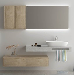 [WC217] WashBasin Cabinet, Side Cabinet and Mirror  with LED light KZA-2137120 120*50*12.5 CM